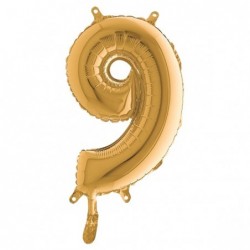 Palloncino numero 9 H 36 cm mylar oro Big party