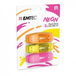 Emtec Memoria 3pz USB2.0 C410 8GB NEON ECMMD8GC410P3NEO